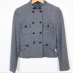 H&M Grey Jacket Military Style Wool Crop Coat